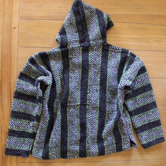 Baja Joe Hippie Hoodie Small Dark Grey and Lime Green Relaxed Hoodie - Picture 6 of 6